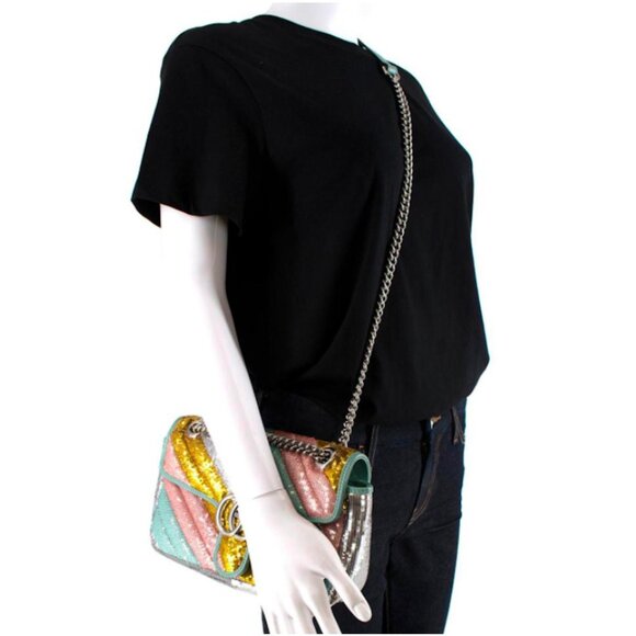 Gucci 443497 GG Marmont Sequin Shoulder Bag - Picture 12 of 12